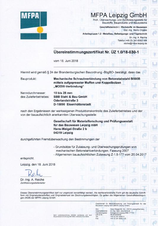 sbb stahl zertifikat